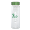 WB8437-500 ML. (17 FL. OZ.) WATER BOTTLE WITH FRUIT INFUSER-Clear Glass (bottle) Lime Green (lid)